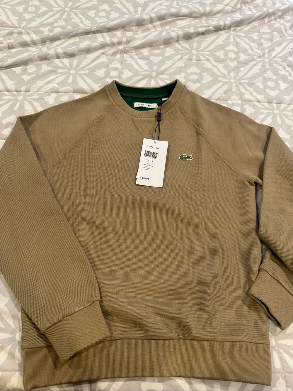 Lacoste Women’s Crewneck Sweatshirt in Olive/Tan